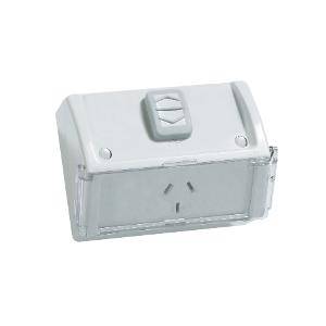 Gpo sw sgl w/flap ip53 10a 250v res/grey CLIWSC227F1RG