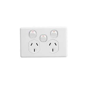 Clipsal C2000-Series C2025XAWE 3 Pin Power Point, General Purpose Outlet Socket Switch With Extra Switch Power Point