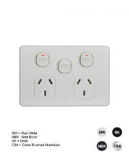 Power point switched 2 gang 10a 250v wit GSMFLPPSW2G