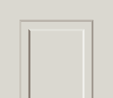 Interior doorway with layered beige frames on a light beige wall, showing decorative molding surrounding a white inset panel.