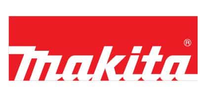 Makita logo: white wordmark on a red background