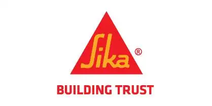 Sika brand logo: red triangle with yellow 'Sika' wordmark and the slogan 'BUILDING TRUST' in red beneath.