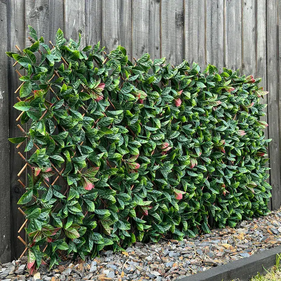 HGD 180cm x 90cm Red Photinia Bamboo Artificial Expanding Hedge Trellis