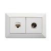 Legrand CM920/2RJ45PHWE, Como - Horizontal combined outlets A/V socket 2 gang Pal to F type & RJ45 Cat6 white