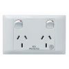 Legrand EC777CAWE, Excel Life - Medical - Common plate - Horizontal double powerpoint - "RCD protected" engraved - antimicrobial & chemical resistant 2 gang 10A 240V a.c. white